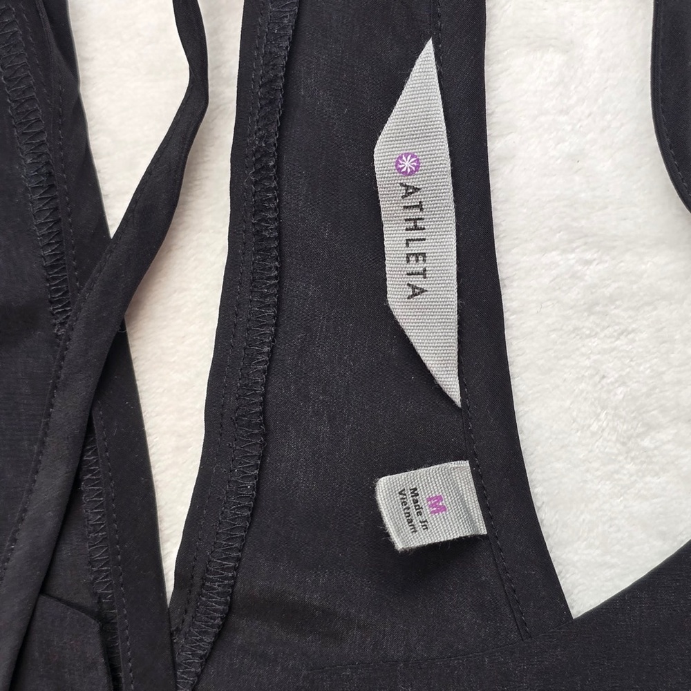 Athleta Black Eyelet Racerback Tank Top Boho‎ Activewear Women’s M - Picture 3 of 8